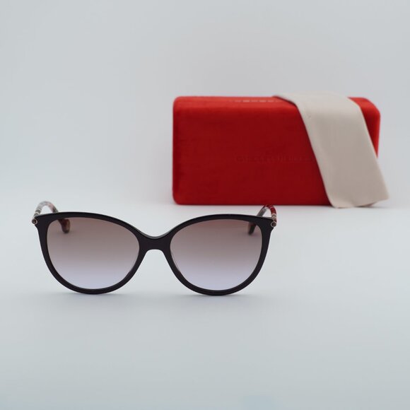 Carolina Herrera HER 0189/G/S T1W Cat Eye Sunglasses - Plum/Gold/Violet - Picture 4 of 11